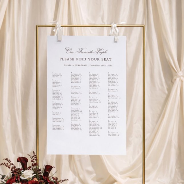 White and Brown Wedding Seating Chart Alphabetical Foam Board (Creator Uploaded)