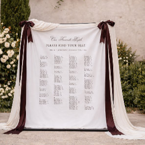 White and Brown Wedding Seating Chart Fabric Tapestry
