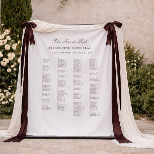 White and Brown Wedding Seating Chart Fabric Tapestry