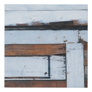 White and brown wooden board faux canvas print