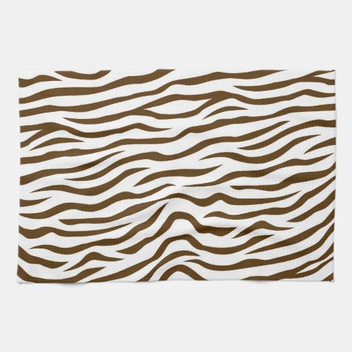 White and Brown Zebra Stripes Animal Print Towel