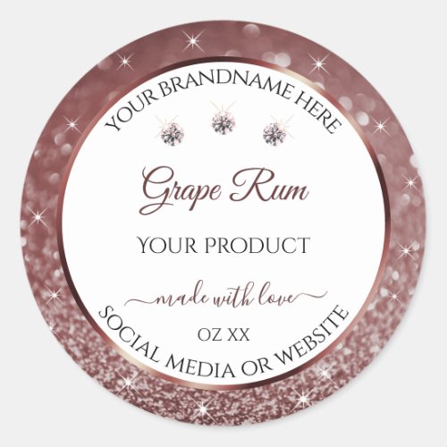 White and Burgundy Glitter Product Labels DIamonds