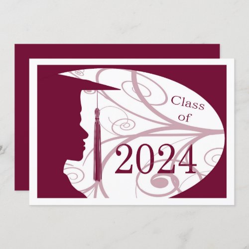 White and Burgundy Man 2024 Graduation Party Invitation