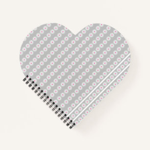 White and cerise pink daisy flowers in stripes notebook