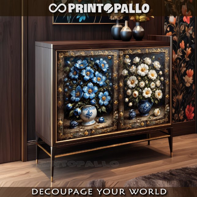 White and cerulean flowers for 2 door cabinet tissue paper (Creator Uploaded)