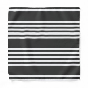 White and charcoal five stripes pattern bandana