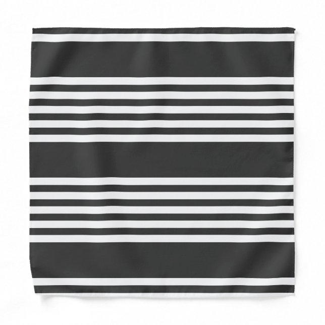 White and charcoal five stripes pattern bandana (Front)