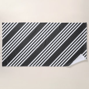 White and charcoal five stripes pattern beach towel