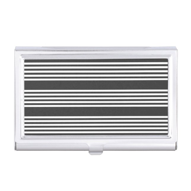 White and charcoal five stripes pattern business card case (Front)