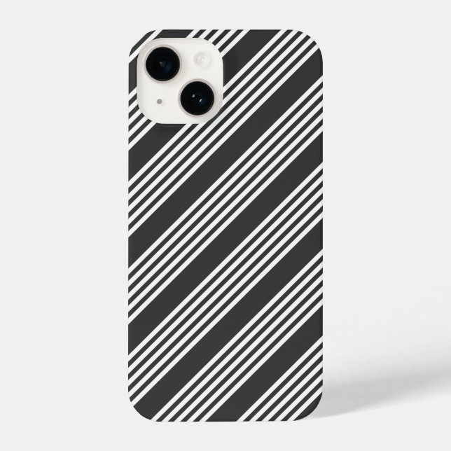 White and charcoal five stripes pattern iPhone case (Back)