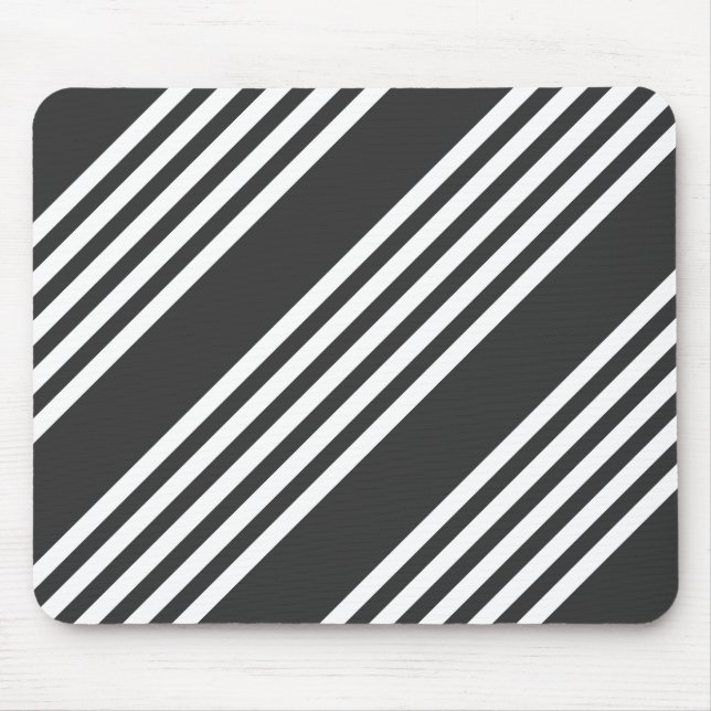 White and charcoal five stripes pattern mouse pad (Front)