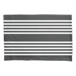 White and charcoal five stripes pattern pillow case