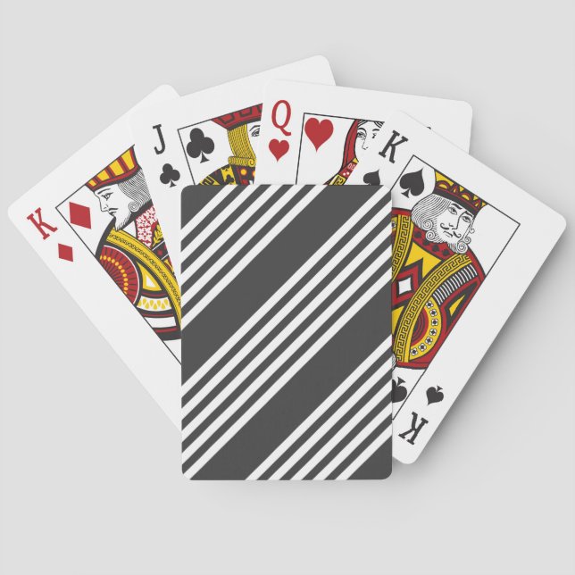 White and charcoal five stripes pattern poker cards (Back)