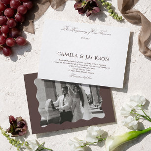 White and Chocolate Brown Wedding  Invitation