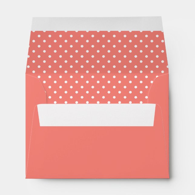 White and Coral Pink Polka Dot Pattern Envelope (Back (Bottom))