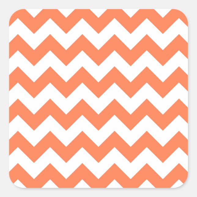 White and Coral Zigzag Pattern Square Sticker (Front)