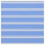 [ Thumbnail: White and Cornflower Blue Lines Fabric ]