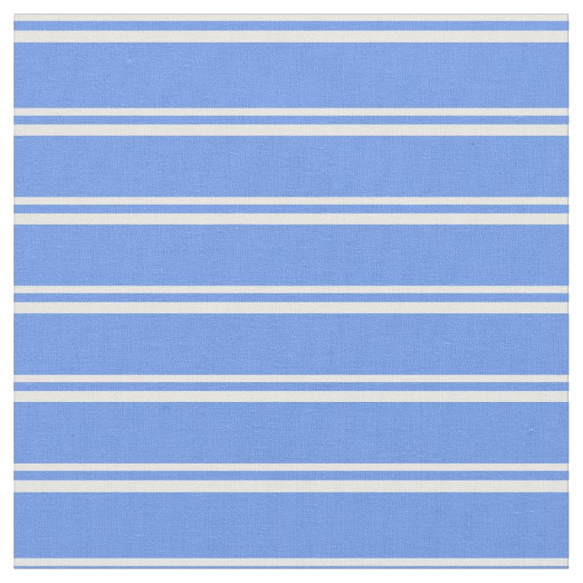 White and Cornflower Blue Lines Fabric (Close Up)