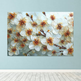 White and Cream Blossoms with Orange Centers – Abs Canvas Print