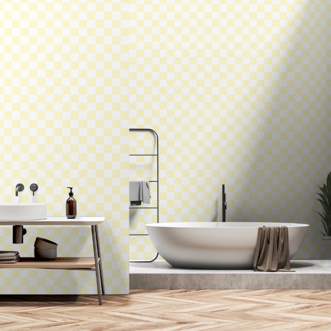 White and cream color peel and stick wallpaper  (Bathroom)