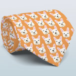 White and Cream French Bulldog Orange Neck Tie<br><div class="desc">A fun little White or Cream French Bulldog or Frenchie pattern on an orange background.  Great for all dog lovers,  pet sitters,  dog walkers and veterinarians.  Original art by Nic Squirrell.</div>