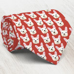 White and Cream French Bulldog Red Neck Tie<br><div class="desc">A fun little White or Cream French Bulldog or Frenchie pattern on a red background.  Great for all dog lovers,  pet sitters,  dog walkers and veterinarians.  Original art by Nic Squirrell.</div>