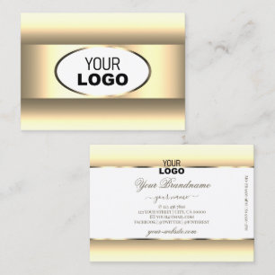 White and Cream Ombre Logo Light Gold Decor Border Business Card