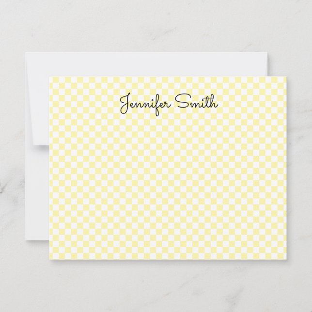 White and Cream Small Check Note Card (Front)