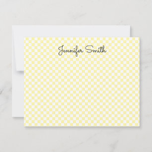 White and Cream Small Check Note Card