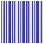 [ Thumbnail: White and Dark Blue Colored Lines/Stripes Pattern Fabric ]