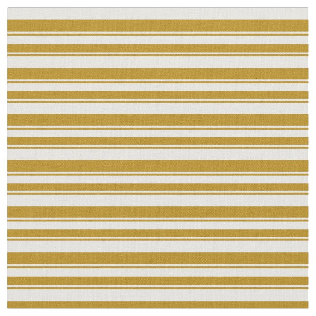 White and Dark Goldenrod Lines Pattern Fabric (Close Up)