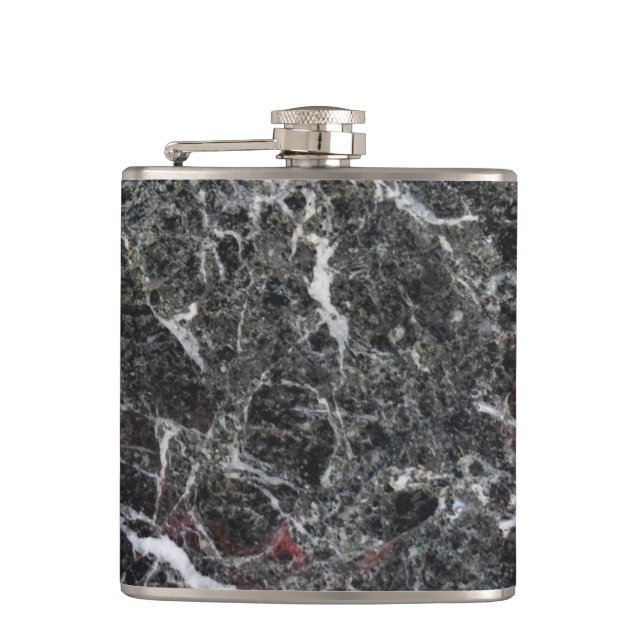 White And Dark Gray Marble Stone Hip Flask (Front)