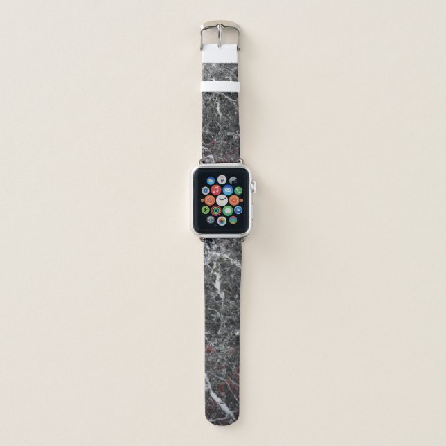 White And Dark Gray Marble Stone Pattern Apple Watch Band (Front)