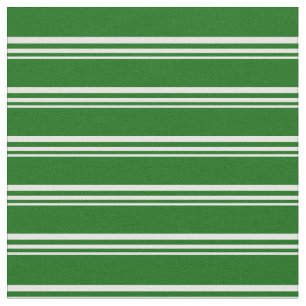 White and Dark Green Stripes Pattern Fabric