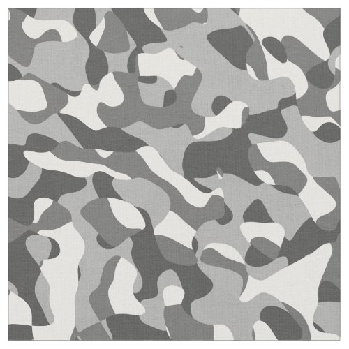 White and Dark Grey Black Camouflage Print Pattern Fabric