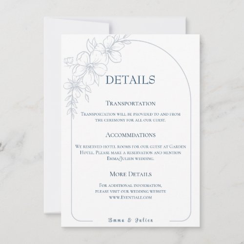 White And Dusty Blue Floral Details Card