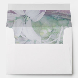 White And Dusty Green Floral Wedding Adress  Envelope