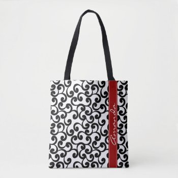 White And Ebony Monogrammed Elements Print Tote Bag by Letsrendevoo at Zazzle