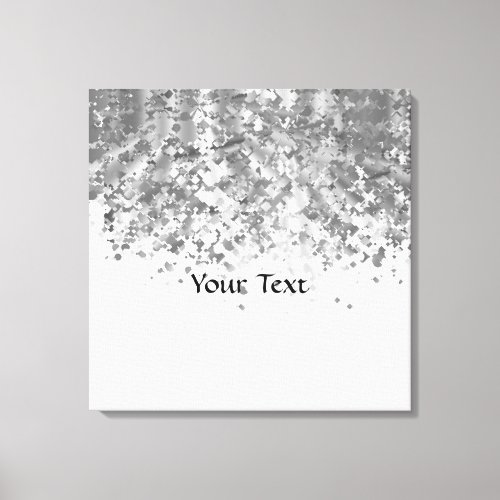 White and faux glitter personalized canvas print