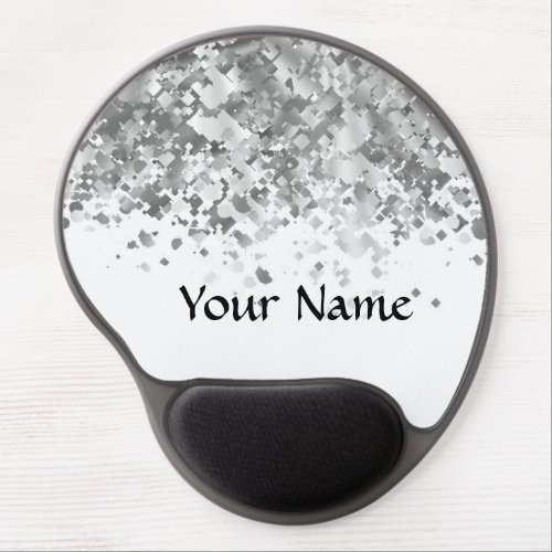 White and faux glitter personalized gel mouse pad