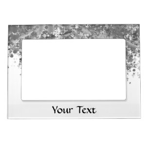 White and faux glitter personalized magnetic picture frame