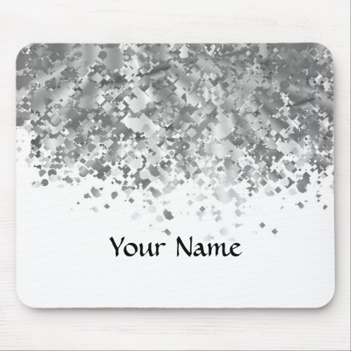 White and faux glitter personalized mouse pad