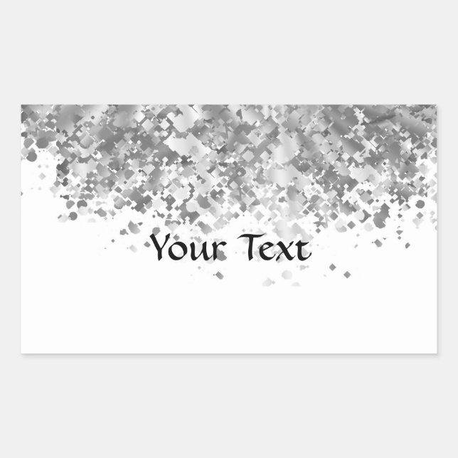 White and faux glitter personalized rectangular sticker (Front)