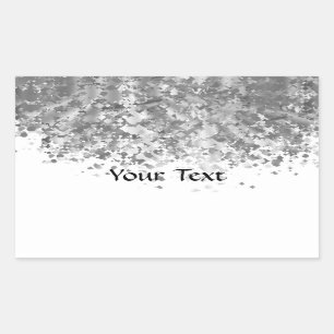 White and faux glitter personalized rectangular sticker
