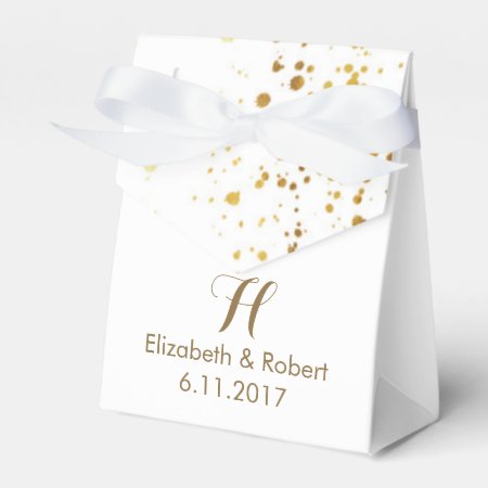 White And Faux Gold Glitter Favor Boxes