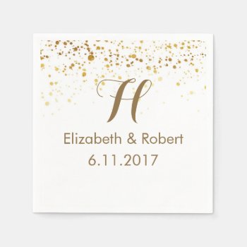 White And Faux Gold Glitter Paper Napkins by sweeticedtea at Zazzle