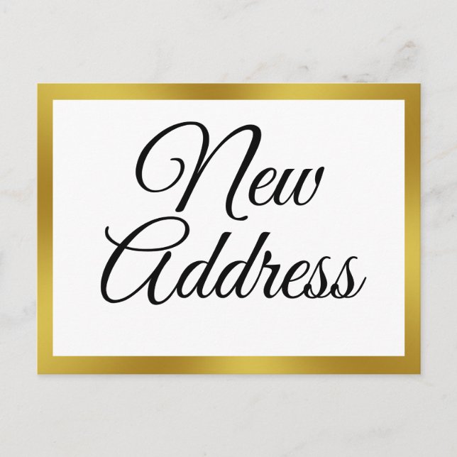 White and Faux Gold Moving Announcement Postcard (Front)