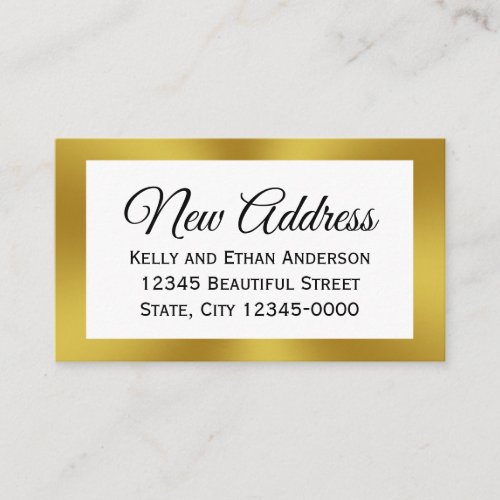 White and Faux Gold New Address Address Insert