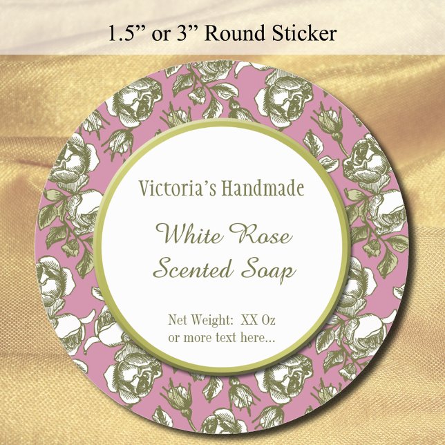 White and Faux Gold Rose Custom Soap Stickers (Creator Uploaded)