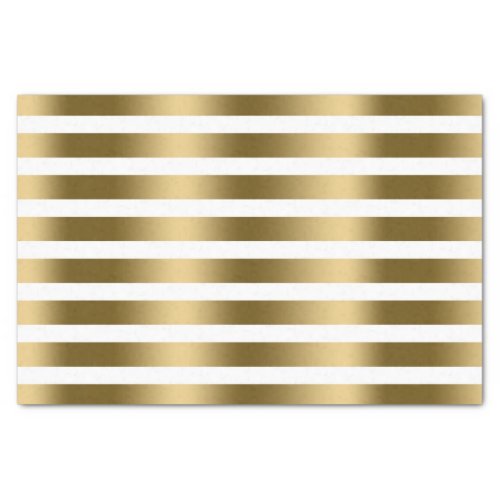 White And Faux Gold Stripes Pattern Tissue Paper